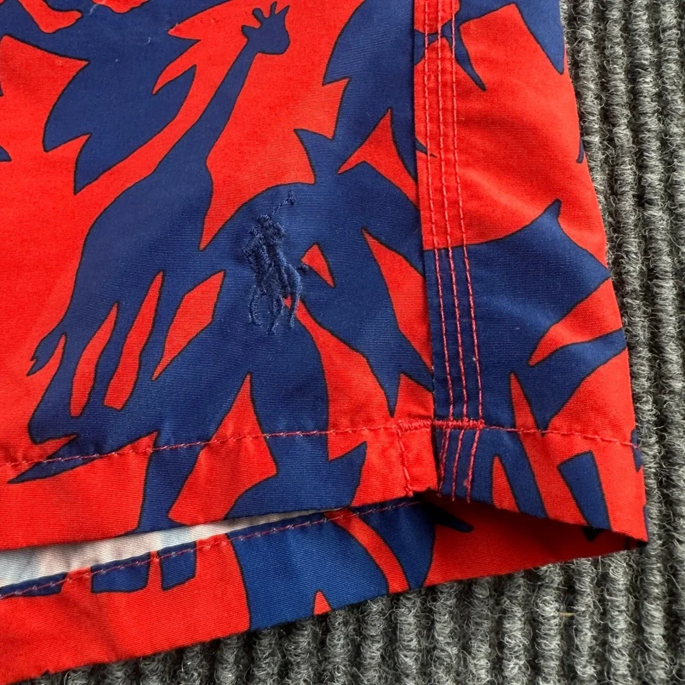 Polo Ralph Lauren Mens Red Navy Safari Animal Print Swim Trunks XXL 2530
